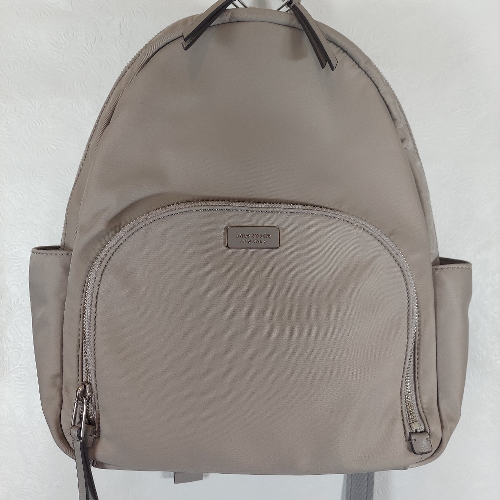 Kate Spade, Dawn, Medium, Nylon Backpack in Soft Taupe